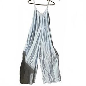 Light Blue Wide Leg Jumpsuit with Spaghetti Straps Large